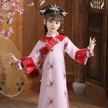 Čínska Princezná Vykonávať Kostým Krásne Dievčatá Qing Dynastie Princezná Šaty Deti Starovekej Čínskej Tradičnej Tanečnej Nosenie Cosplay