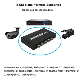 1x4 SDI Splitter SDI Extender Adaptér Podpora 1080P TV Video 1 Do 4 Z Podporuje HD-SDI, SD-SDI a 3G-SDI Signály