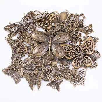 50g hot predaj kovový motýľ zmiešané kúzlo prívesok starožitné bronzový náramok, náhrdelník handmade šperky, výroba, veľkoobchod urob si sám