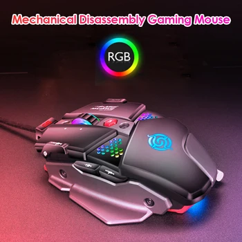 VODOOL G9 USB Káblové pripojenie Hernej Myši 6400 DPI 8 Tlačidlá Hra Myší, RGB Podsvietenie, Kovu, Mechanická Myš pre PC Gamer