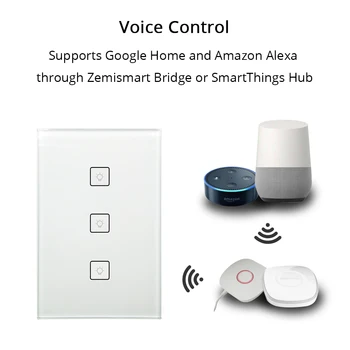 Zigbee NÁS Štandard 3 Gangy Smart Light Switch Pracovať s Alexa Google Domova cez SmartThings Most APLIKÁCIE Hlasové Ovládanie