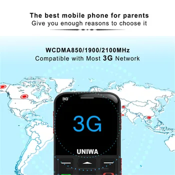 UNIWA V808G anglický ruská Klávesnica 10 Dní Pohotovostný režim 3G WCDMA Silný Horák, Senior Push-Button Mobil Veľké SOS Mobile