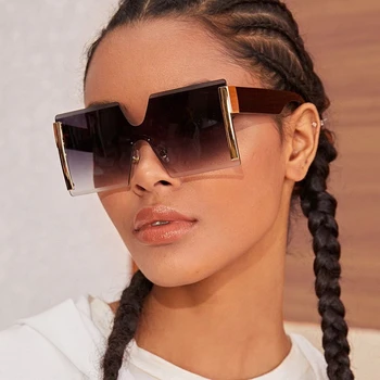 Klasický Štvorec Nadrozmerné Okuliare Ženy Plastové Slnečné okuliare Flat Top Jasný Objektív Vintage Dizajnér Slnečné Okuliare Gradient UV400 MM17