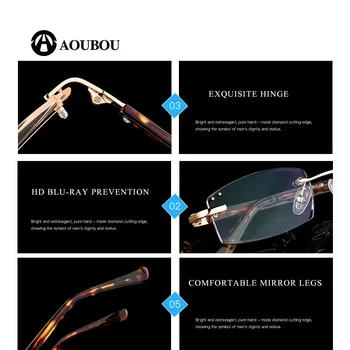 AOUBOU Anti-Blu-ray diamond mozaiky Orezávanie okuliare na Čítanie High-end Č rám Vysoko kvalitného kovu HD šošovky AB881