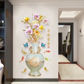 3d Kvetinové Vázy Samolepky na Stenu Domáce Dekorácie Estetické Obývacej Izby, Spálne, Kancelárie Kúpeľňa Izba Dekor Vintage Poster Tapety