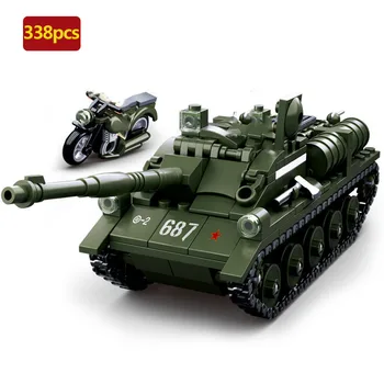 Vojenské série Svetovej Vojny ruský SU-85 tank soldier zbrane Príslušenstvo DIY Model Stavebné Bloky, Hračky, Darčeky