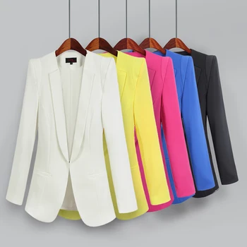 Dámske obleky, bundy, krátke tenké dlhé-rukáv saka ženský oblek office obleky, pracovné odevy plus veľkosť