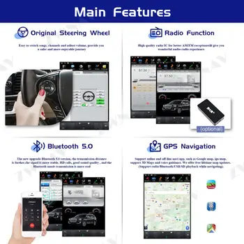 PX6 4G+64 G Tesla Štýl Veľkej Obrazovke Android 9.0 Auto Multimediálny Prehrávač Pre Honda CRV 2012-2016 auta GPS Audio Rádio stereo hlava jednotky
