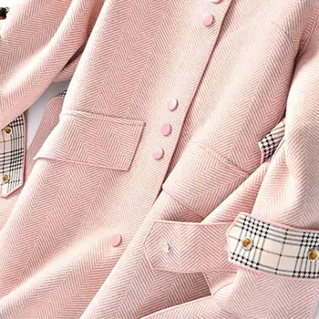 V polovici dĺžky jeseň a v zime temperament nové obojstranné cashmere kabát žien žijúcich bežné vlnené kabát vlnené kabát