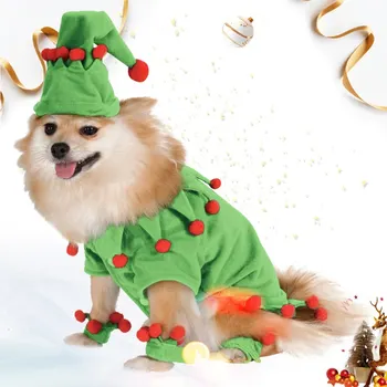 Pet Vianoce Funny Green Elf Oblečenie Pohodlné Teplé na Halloween Christmas Party Dekorácie