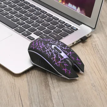 Bezdrôtová nabíjateľná Tichý LED Podsvietený USB Optická Ergonomic Gaming Mouse 2400DPI 6 Tlačidiel Oboch rukou Slim Bezdrôtových Myší