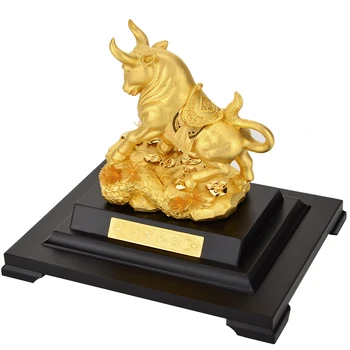 Feng shui Zlato 3D Šťastie Býk Dekorácie 24k zlatou Fóliou Remeselné Zverokruhu Dobytka Office Šťastie, Bohatstvo Ornament Remesiel Domova