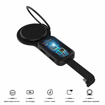 Prenosné 3 v 1 Nabíjanie 3,5 mm Hudobný Zvukový Adaptér OTG 2A Nabíjačku Mobilného Telefónu Krúžok Držiak Pre iPhone Lightning IOS
