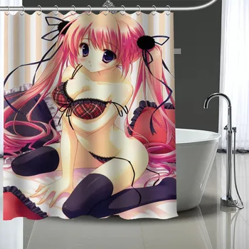 Vlastné Vysoko Kvalitné Sexy Anime Dievča Sprchové Závesy Kúpeľa Kúpeľňa Decor Nepremokavé Polyesterové S 12 Ks Háčikov