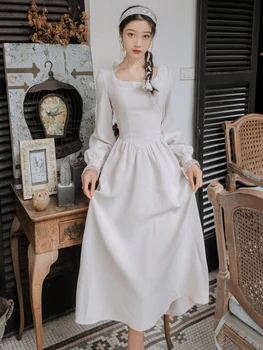 YAMDI elegantné námestie golier šaty strany boho 2020 patchwork jarné letné šaty žien luxury-line dlhý rukáv vintage vestid