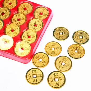 20pcs Čínske Feng Shui Šťastie-Ťing/Staroveké Mince, Zlatý Feng Shui Šťastia Mince pre Lunárny Nový Rok Starožitné Šťastie, Peniaze