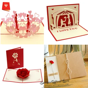 3D Pop-UP Karty Valentines Day Darček Pohľadnicu Svadobné oznámenia Pohľadnice Výročie pre Jej špeciálne pre vás Láska Karty