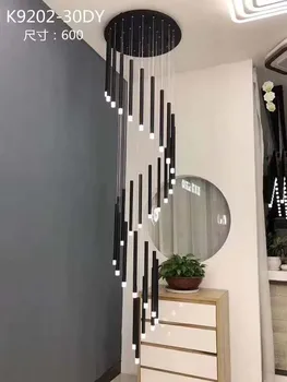 Moderné luxusné LED schodisko luster vnútorné inštalácie točité schodisko svetlo hotel lobby železa dlho luster osvetlenie