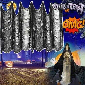Halloween Dekorácie Tenké Čistý Točil Domova Haunted House Bar Gázy Roztrhané Black pre Halloween a Noc Strany Gasa negra