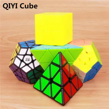 Qiyi megaminxeds magic speed qiyi kocka stickerless pyramidcube profesionálne puzzle zrkadlo kocka vzdelávacie hračky pre deti,