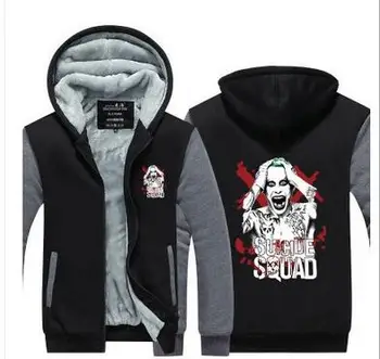 Samovražedné Komando Harley Quinn Joker Cosplay hoodies muži /ženy Kabát s Kapucňou, Zimná Fleece Zahustiť Bundy, Mikiny Plus Veľkosť