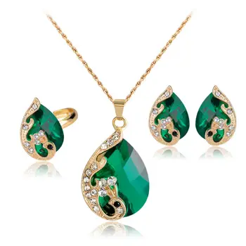 Vysoká Kvalita 5 farieb krištáľový páv jemné šperky sady nevesta svadobné náhrdelník ohrringe nastaviť parure bijoux femme