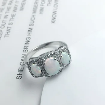 Luxusné Cubic Zirconia & Oválny Modrý Kameň Opál Ženy Krúžky Skutočný Čistý 925 Sterling Silver Ring Nápady Na Darček Pre Mamu (Lam Hub Fong)
