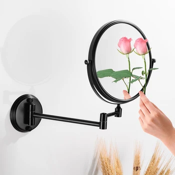 Kúpeľňa Mirror Black Kozmetické make-up Zrkadlo na Stenu z Nehrdzavejúcej Ocele 8 palec Skladací Zväčšovacie MirrorAdjustable Vzdialenosť