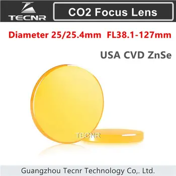 USA CVD ZnSe Co2 Laser Focus Objektív s priemerom 25 mm 25,4 očakávané mm FL 38.1-127 mm 1.5