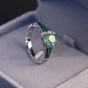 LISMHot predaj módne luxusné vykladané zelený zirkón dámy temperament retro krúžok módne šperky šperky