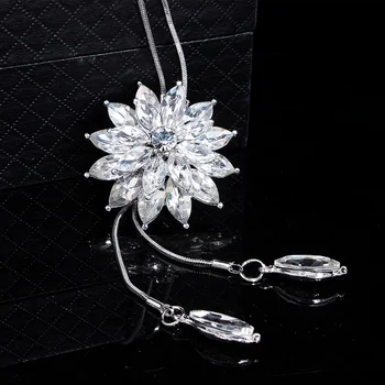 Luxusné Módne Doplnky, Elegantné Crystal Swan Kvet, Prívesky, Náhrdelníky s Dlhým Reťazcom Strapec Náhrdelníky pre Ženy Vyhlásenie Šperky