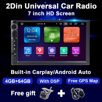 Android 10 autorádia Multimediálny Prehrávač Videa Univerzálny 2Din Double Din, 7 palcový Dotykový Displej DSP 4 GB 64 GB 8CORE GPS Carplay poľský