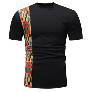 Biela Patchwork Afriky Dashiki Print T Shirt Mužov 2020 Úplne Nové Krátke Sleeve Tee Tričko Homme Streetwear Bežné Afriky Oblečenie