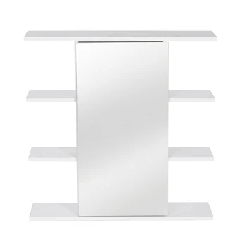 Biela Kúpeľňa Skriňa so Zrkadlom na Stenu Kúpeľne, Wc, Nábytok, Skrine, Skrinka, Polica Kozmetické Storager 60x60x14.5cm