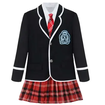 2020 Deti, Mládež Japonské Anime Cosplay Študentov Kostým Dievčatá Britský Štýl Školy rovnomernú vrstvu Tričko s Kravatou Mini Sukne Nastaviť