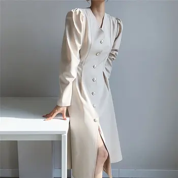Kórejský Úrad Lady tvaru Sexy Krátke Šaty 2021 Slim Módny, Elegantný Vysoký Pás Ženy Elegantné OL Práce Nosiť Šaty