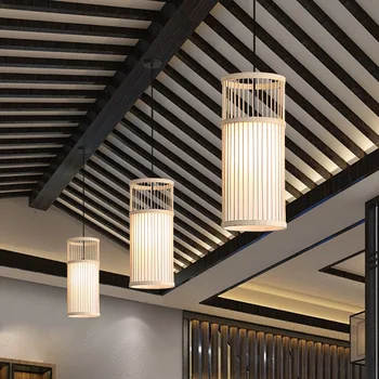 Nový Čínsky štýl, tvorivé jeden vedúci reštaurácia Zen čaj izba Japonský tatami posteli dekorácie bambusu luster lampy