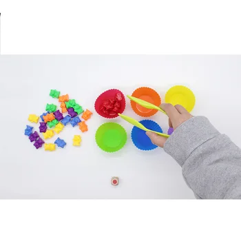 1 Nastavte Skladaný Poháre S Počítanie Medveďov - Montessori Rainbow Párové Hračky Učiť Deti Farby Najrôznejších Hračiek Pre Dieťa Darček