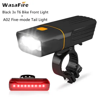 WasaFire 3* T6 L2 Svetlo na Bicykel USB Nabíjateľné Bicykel Predné, Zadné Svetlá MTB Chvost Vedúci svetlo Svetlomet Cyklistické predné svetlo zadné svetlo