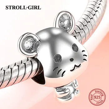 925 Sterling Silver Myši Korálky Zvierat Škrečkov Charms Fit Pôvodné Európske Náramok pre Ženy 2020 Strany Šperky Darček