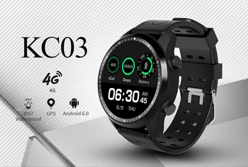 KC03 4G RAM 1GB ROM 16GB Android 6.0 1.3 palcový IPS LCD šport smart hodinky podporu fitness GPS tracker Nepremokavé