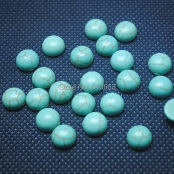 100 Ks / Veľa, Modrá Turquoisee Kameň Cabonchon DIY guľôčky Príslušenstvo, Veľkosť 10 mm Mince Tvar
