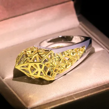 Zlato Strieborné Farebné Geometrické Duté Veľké Prstene pre Ženy, Svadobné Zásnubný Prsteň Módne Šperky 2020 Nové S925