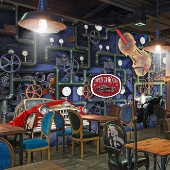 Vlastné Samolepiace Tapety 3D Historických vozidiel Výstroj Reštaurácia, Bar Osobnosti nástenné Maľby 3D Vodotesné Stenu, Nálepky Abstraktných De Parede