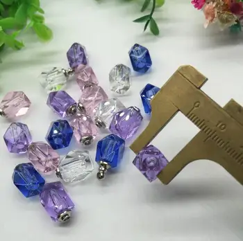 Veľkoobchod 500pcs/veľa kosoštvorec Sklo Ryža Fľaša so skrutkovacím uzáverom pre náhrdelník, ktorí chcú fľaša trinket dekorácie, darčeky