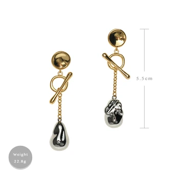 EH15026-H11 Amorita Boutique Odnímateľný Dizajn, Štýlové kovové Baroková perla tvar drop náušnice