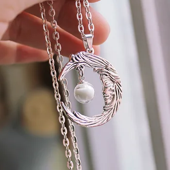 Mesiac náhrdelník SVIETIŤ v TME sklenenú guľu Svietiace Mesiac Anjel Prívesky & Náhrdelníky ŽENY, dievčatá darček