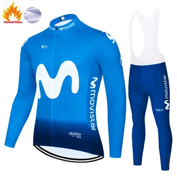 Movistar cyklistické oblečenie mužov zimné Dlhý rukáv cyklistika Dres MTB priedušná Ropa Ciclismo Požičovňa zimné cyklistické oblečenie pre mužov