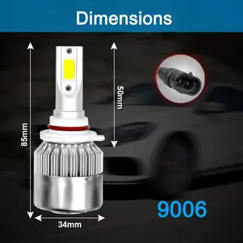2 ks 9006 / HB4 C6 10800LM 6000K 120W COB LED Auto Svetlometu Držiak Žiarovky Univerzálny Auto Svetlomet