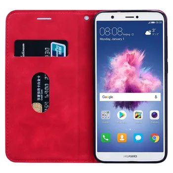 Pre Huawei P Smart OBR-LX1 Prípade Magnetické Kožené Peňaženky Flip Kartu Podržte Telefón puzdro Na Huawei P Smart 2018 Psmart Kryt Coque